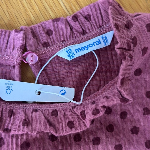 Mayoral Polka Dot Print Long- Sleeved Top Girls Size 12 Purple Red Fall Tops - Picture 5 of 8